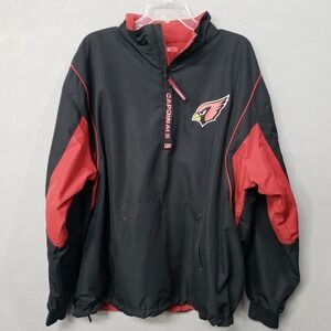 Arizona Cardinals Mens L Official NFL Reversible Black & Red Pullover Jacket Y2K